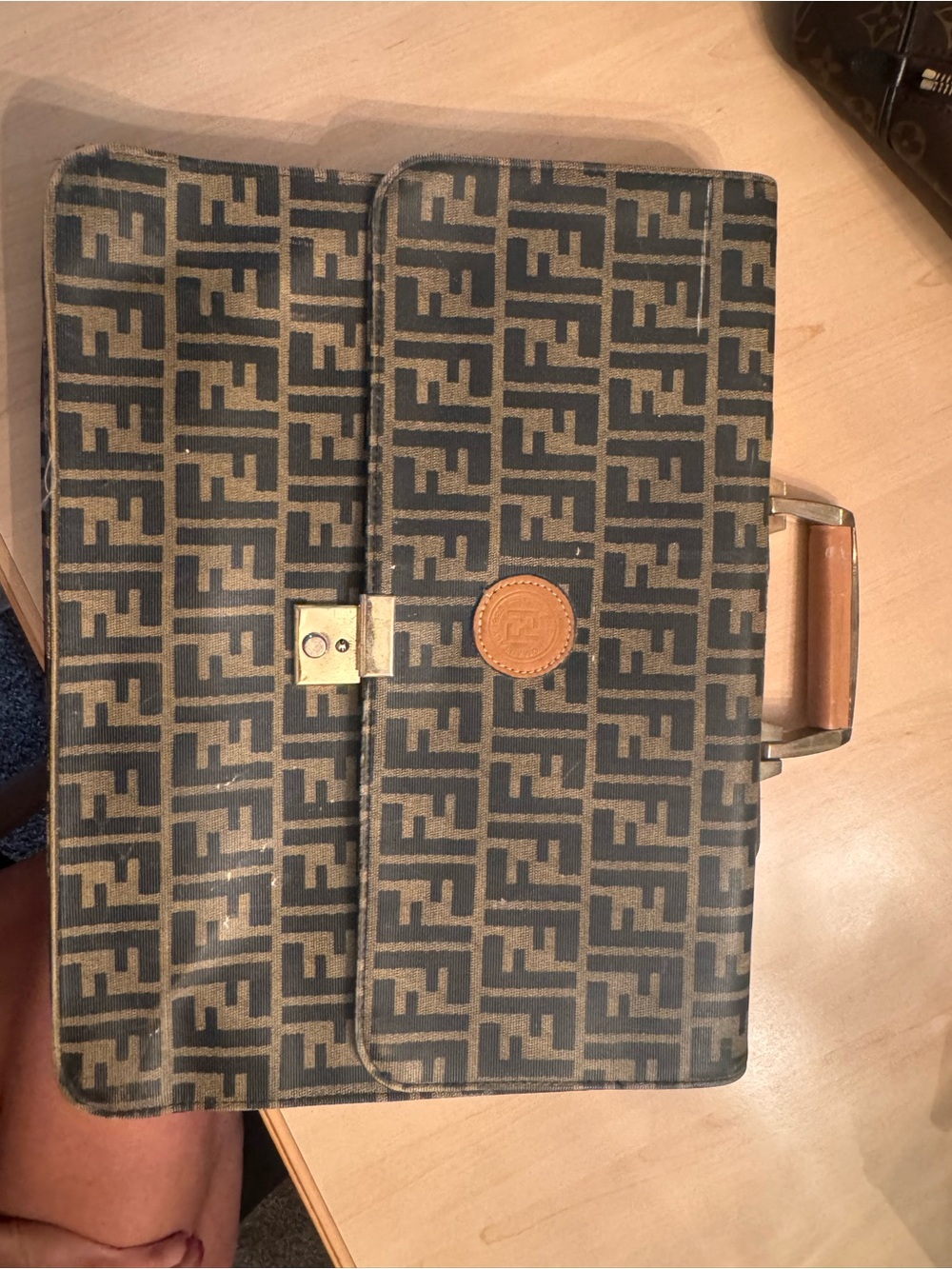 Vintage Fendi Unisex Briefcase Bag in Brown/Black